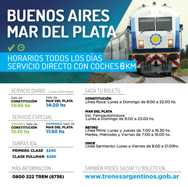 Horario del tren Buenos Aires Mar del Plata