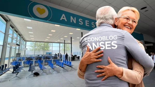 Jubilados abrazados en la oficina de Anses