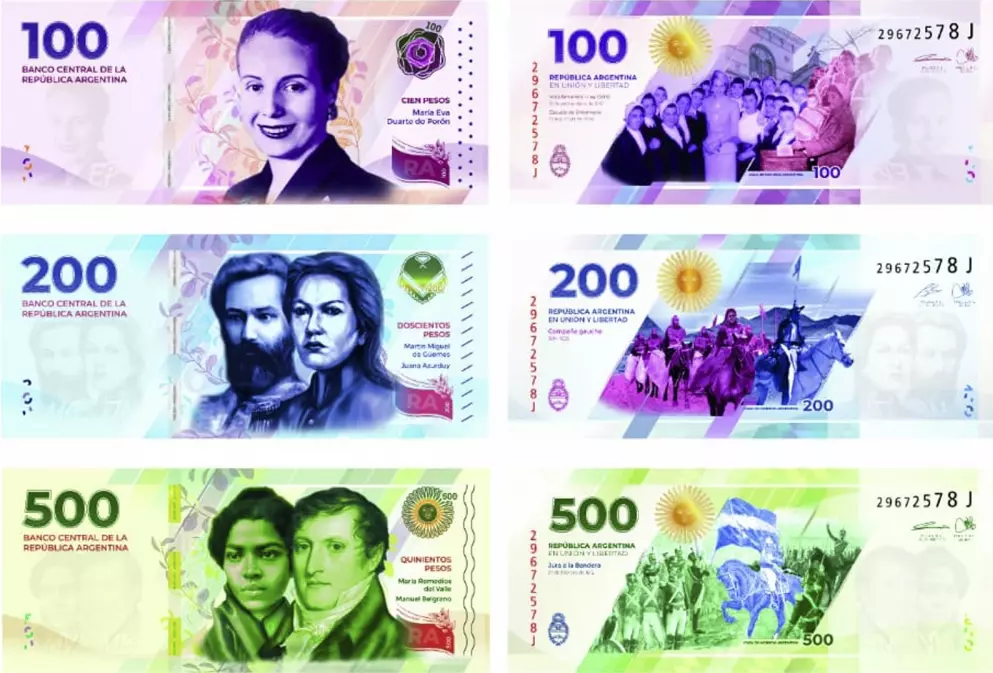 Nuevos billetes argentinos