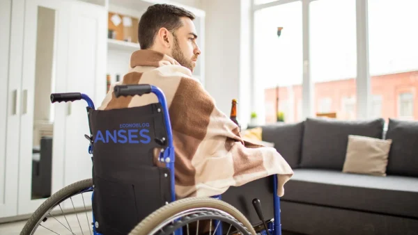 Beneficiario de PNC en silla de ruedas de Anses