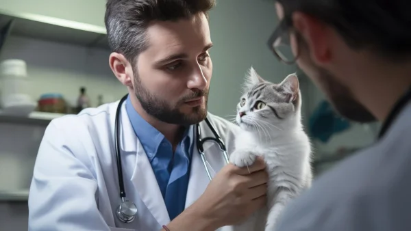 Veterinarios con gato