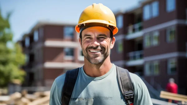 Trabajador de la construcción feliz