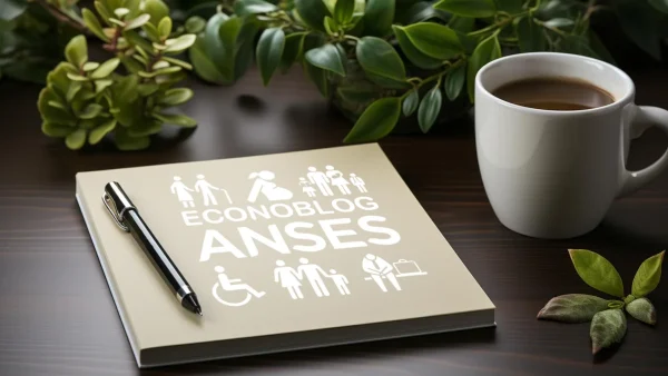 Cuaderno con logo de Anses con AUH, jubilados, PNC y SUAF