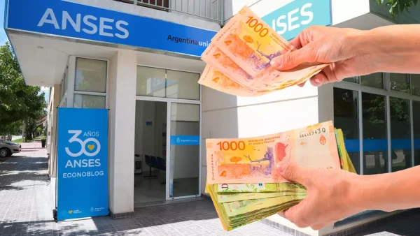 Billetes de pesos en oficina de Anses