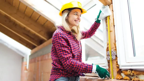 Mujer trabajando en una construcción