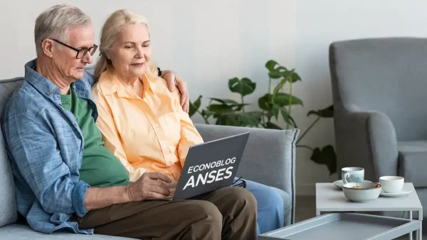 Jubilados en una computadora de Anses