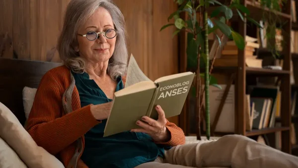 Jubilada leyendo un libro de la Anses