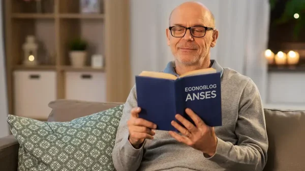 Jubilado con libro de Anses